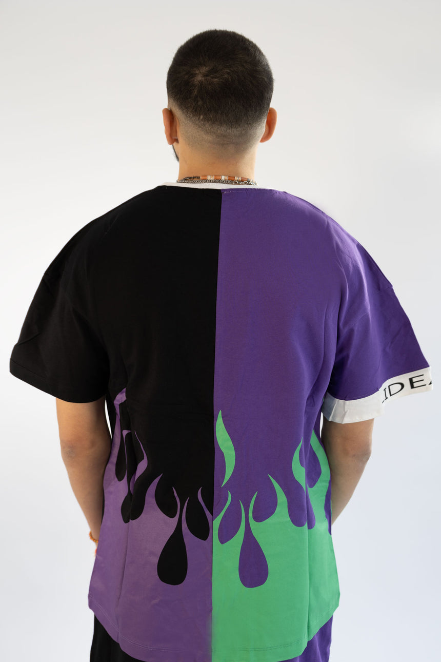 T-Shirt VIOLET et NOIR à flammes